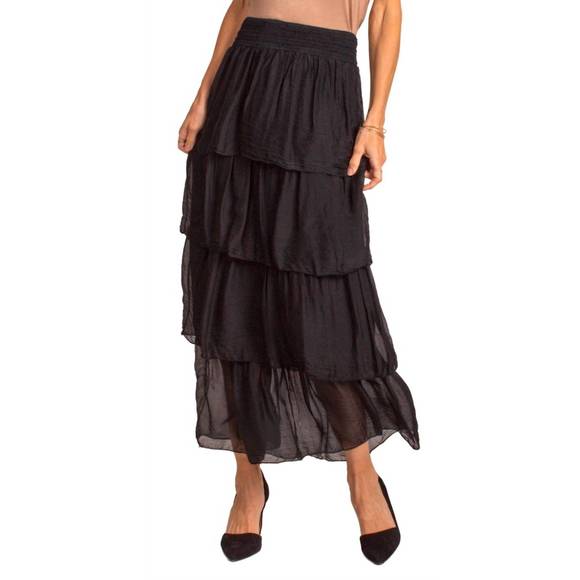 NEW GIGI MODA carrie ruffled maxi skirt in black